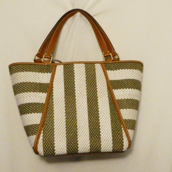 Tory Burch $598 135645 McGraw Stripe Drawstring Dragonfly Satchel NWT! - Picture 5 of 5